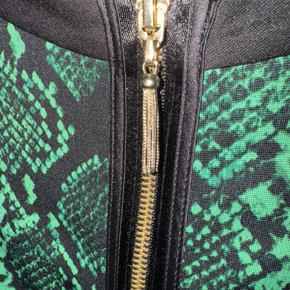 Juicy Couture Dress Snake Print Exposed Back Zip Emerald Green Black sz Medium - Picture 5 of 8